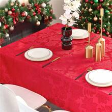 1pc Table Cloth Rectangle Table,Fitted Tablecloth,Waterproof Table Cloth,60 X 84 Inch,Polyester Tablecloth,Rectangle Tablecloth,Red Christmas Tablecloth,Tablecloths For Rectangle Tables