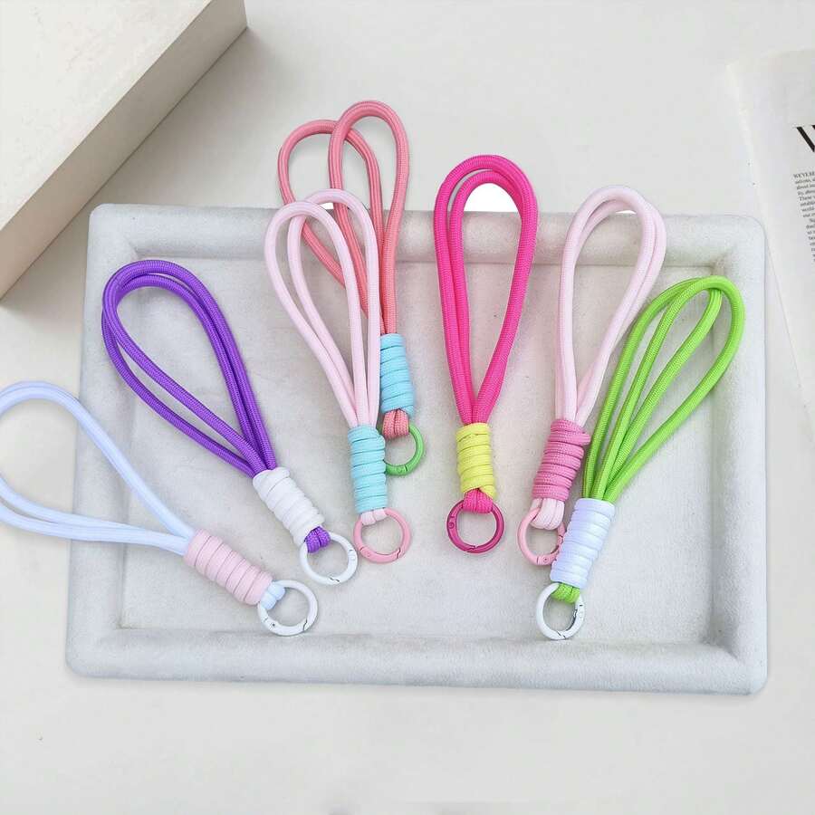 Cordão de Celular Curto na Cor de Macaron, Feito à Mão, Alça de Pulso Unissex