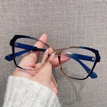Cat Eye Color-Block Irregular Glasses Non-Prescription Glasses Retro Plain Glasses Frame - 綠色 - 查看 4