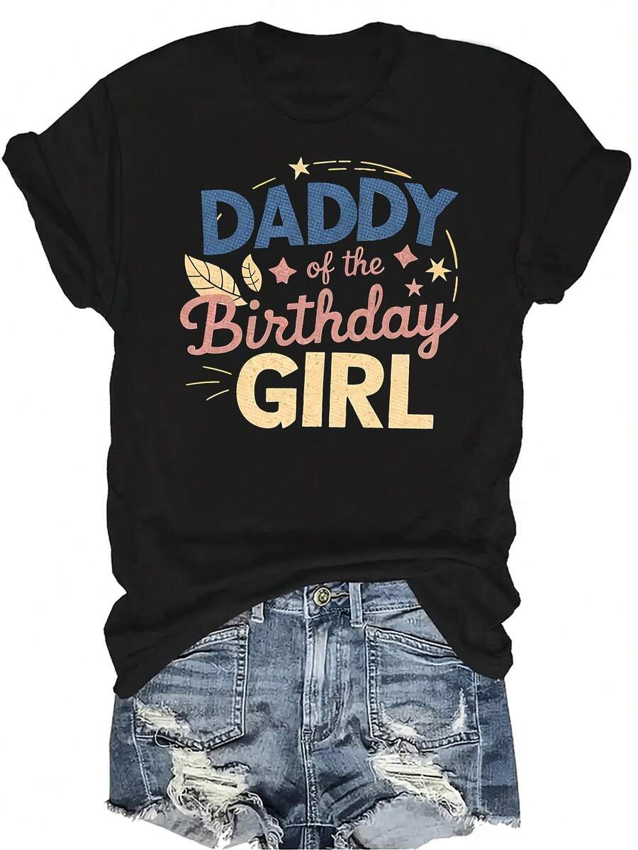 Camiseta de madre para el cumpleaños del papá, unisex, de verano, casual, transpirable, de personalidad, de cuello redondo, de manga corta, de streetwear, versátil, adecuada para adolescentes y adultos - Negro - Ver 1