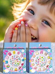 2 Box Of 24pcs Nails, Press On Nails, Cute Cartoon Fake Nails With Nail Stickers For Children, Waterproof Nail Stickers, Colored Nail Stickers, Party Toys, Birthday Gifts.