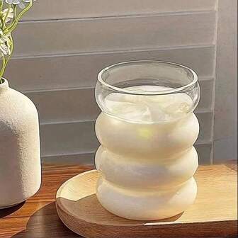 1/2/4件350毫升玻璃杯螺旋杯抹茶杯水杯咖啡杯高硼硅玻璃杯适用于冰咖啡、饮料、果汁、抹茶、牛奶，非常适合返校礼物和冬季和夏季的家用