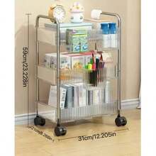 1pc Transparent Snack Storage Organizer Rack, Multi-Tier Mobile Floor Standing Cart, Suitable For Kitchen, Beauty Salon