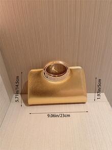 Moonlit Eve Bag - Women's Fashion Sequin Leather Clutch, Luxury Sparkling Crystal Evening Handbag, Suitable For Parties, Galas, Birthday Celebrations, Weddings - Gold - View 5