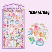 1 Sheet Sticker, Sweet Sugar Party Series, Delicate And Cute 3D Stickers, Used To Decorate Photo Frames, Computer And Phone Cases, Headphones, Water Cups, Junk Magazines, Pencil Cases, Desktop Decorative Stickers, Back-To-School Season Stickers, School Supplies