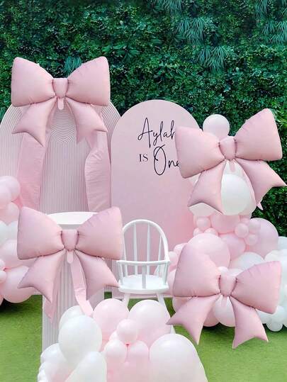 2pcs Giant Pink Bow Foil Balloon, Party Birthday Baby Shower Bridal Engagement Wedding Decorations Party Supplies