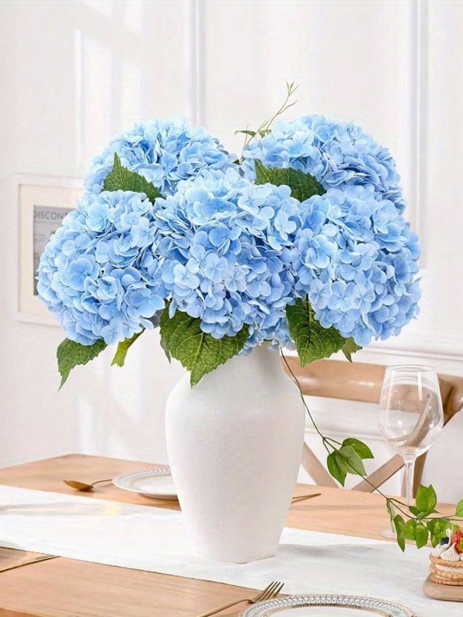 1/3/6支人造绣球花束 - 逼真的丝绸绣球花，适合DIY婚礼花束、新娘送礼会装饰、家居和办公室装饰（客厅、厨房、花园、酒店）、母亲节、生日和情人节礼物、房间装饰、家居装饰、秋季装饰、卧室装饰、万圣节装饰、婚礼装饰。 - 藍色 - 查看 1