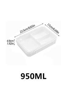 1pc/2pcs Transparent Sealed Food Storage Container With Lid, Compartment Bento Lunch Box, Fridge Storage, Kitchen Organization, Portable Outdoor Thermal Bento Box, Suitable For Home, Office, Picnic, School, Dorm, Festive Gatherings, Holiday Gifts