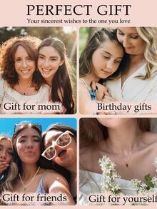 FUNEIA 14K Gold Plated  Birthstone Necklace For Women  Dainty Emerald Cubic Zirconia Pendant | Perfect Gift For Mom, Wife, Girlfriend, Daughter Jewelry - 01. 一月(石榴石) - 查看 5