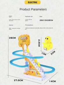 1Set Cute Duckling Shaped Stair Climbing And Gliding Track Toy With Music And Lighting, Ideal Birthday Gift For Children - Multicolor - View 7