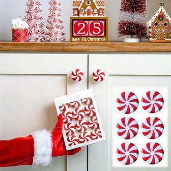 8 st dekorativa knoppskydd - Röd pepparmynta stretch över beslagdekorationer, högtid-vinter-jul, kök-badrum-byråer-heminredning juldekorationer rumsdekor