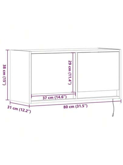 VidaXL TV Wand Unit LED Lighting 80x31x35 Cm Concrete Grijs view 2