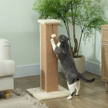 PawHut Cat Scratching Post With Vertical Sisal Rope Ball Plush, 81cm, Beige - Beige - View 1