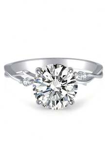 خاتم خطوبة نسائي من الفضة الإسترليني عيار 925 بتصميم على شكل شجرة، مرصع بحجر موسانيت بدرجة VVS بوزن 2/3 قيراط، لامع ورائع، مناسب للخطوبة والزفاف والاحتفالات والاستخدام اليومي، يأتي في علبة هدايا كخيار أول للهدايا