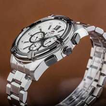 Orient 1 Piece Men's Orient FUZ01003W Sports Quartz Watch – 49 Mm Stainless Steel Case, White Dial With Day-Date-24H Subdials, 100 M Water-Resistant For Active Lifestyles