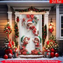 1 Pancarta plana de Navidad en 2D, 1 Decoración de puerta de Navidad con estante para pastel, Pancarta personalizada con elfo para colgar en la puerta, Decoración navideña de elfo con estilo lindo para la puerta de entrada, Pancarta de puerta de festival, Fibra de poliuretano sin necesidad de electricidad, con agujeros para colgar fácilmente