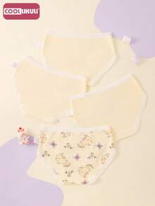 Coollikuli 4-Piece Cartoon Little Princess Printed Pure Cotton Triangular Underpants For Girls, Lace-Trimmed Little Girl Underpants - Multicolor - View 4