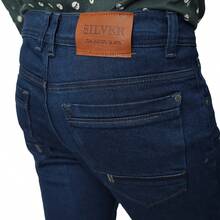 World JSM Silver Pantalon para Hombre de Mezclilla corte casual Slim con Stretch Mundo JSM Silver - Oscuro Azul - Ver 4