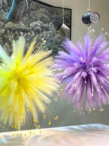 Żywa sztuczna trawa pawia – czerwona, niebieska i żółta, sztuczna dekoracja kwiatowa do wnętrz i na zewnątrz, idealna na spotkania domowe, dekoracja stołu i ogrodu, do użytku przez cały rok, dekoracja ogrodu | Żywa sztuczna trawa | Realistyczny wygląd rośliny, sztuczne kwiaty do ogrodu