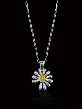 1pc Women's Delicate Daisy Necklace With Rhinestones, Luxurious Pendant Necklace