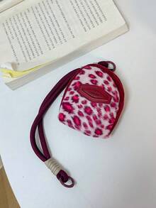 1 pezzo Ciondolo da borsa con stampa leopardata alla moda, ciondolo portachiavi portatile, ciondolo da borsa da viaggio, ciondolo da borsa a mano, ciondolo da zaino, ciondolo da zaino con motivo animale, accessori decorativi, ciondolo da zaino, mini borsa tascabile, portamonete, custodia per auricolari