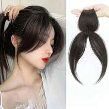 Handmade Invisible Hairline Bangs Hair Topper, Fluffy Natural Elegant Hairstyle Bangs Hair Clip, Covers White Hair, Claw Clips, Hair Accessories, Hair Extension, Hair Piece, Head Accessories - Multicolor - View 8