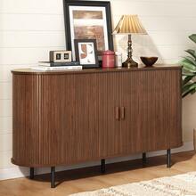 ONBRILL Sideboard Buffet Cabinet With Sliding Door, Fluted Cabinet With Adjustable Shelf, Wood Fluted Sideboard, Modern Accent Coffee Bar Console Table For Kitchen, Entryway, Living Room, Walnut - màu nâu - Xem 6