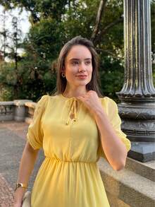 RIVERA. PLAIN MIDI DRESS WOMEN'S FASHION SUMMER DIARY - 黃色 - 查看 5