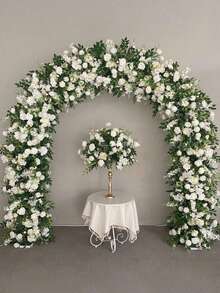 2/4 件装 7.5 英尺人造玫瑰藤蔓花环，带绿叶，适用于婚礼拱门、婚礼装饰、周年纪念生日派对拱门装饰、春季粉白花卉、餐桌摆饰、仿真花藤。也适用于卧室装饰、花园用品、园艺、花园装饰、人造花、仿真植物、卧室配件、婚礼装饰、墙面装饰、花环、藤蔓。情人节适用。 - 白色 - 查看 2