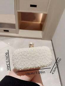 حقيبة كلاتش لؤلؤية، حقيبة كتف نسائية مربعة مع إغلاق ناعم، مناسبة للحفلات والزفاف، هدية مثالية للفتيات والسيدات