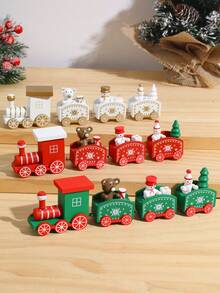 3 món đồ trang trí xe lửa gỗ bốn đoạn cho Giáng sinh, cây thông Noel xanh đỏ trắng và người tuyết thiết kế làm quà tặng tiệc Giáng sinh, đồ trang trí Giáng sinh để bàn trong vườn, đồ trang trí Giáng sinh, đồ trang trí Giáng sinh cho gia đình, đồ trang trí bàn Giáng sinh, mặt dây chuyền trang trí Giáng sinh vui vẻ, đồ trang trí mùa đông - Nhiều màu - Xem 3