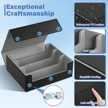 Caja de almacenamiento para más de 1800 cartas coleccionables, con cierre resistente, con 10 separadores y 3 tapones de espuma, compatible con cartas de MTG y Sport, color negro y gris. - Gris oscuro - Ver 4