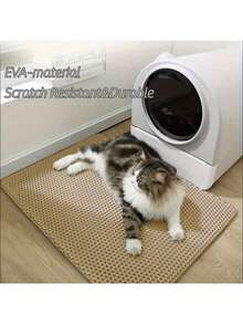 双层猫砂垫，带垃圾收集功能 - 易于清洁的固体表面，开放式网格设计，可控制气味 - 兼容铲子 - 适用于猫、小猫和宠物的一体式地板保护垫，猫砂垫，宠物卫生解决方案，现代宠物配件，高品质宠物产品，易于清洁的材质，是猫主人的理想选择