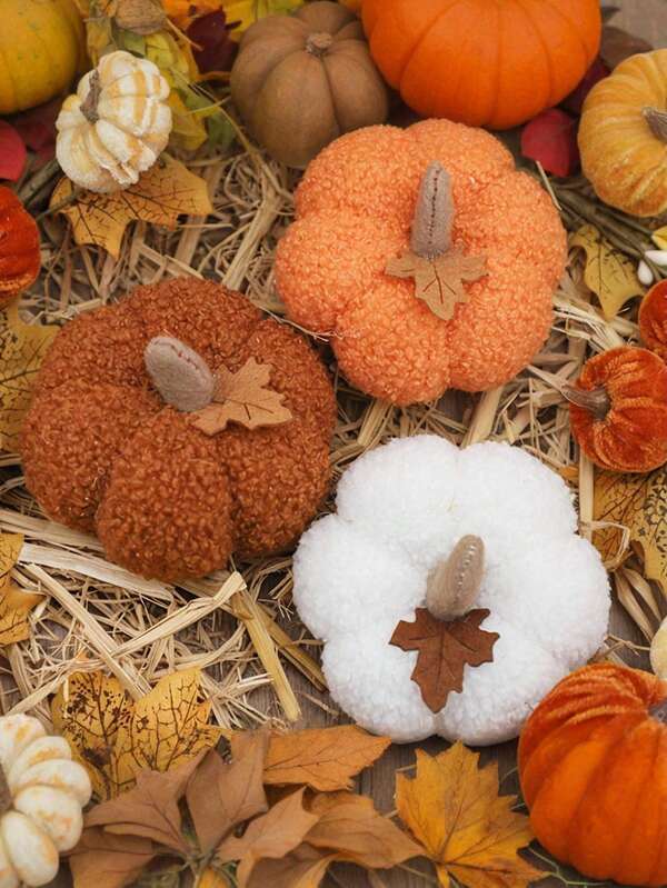 "Autumn Limited Edition" 1pc Plush Pumpkin Ornaments Maple Leaf Decoration Thanksgiving Halloween Home Desktop Decoration Props, Home Decor, Ornaments Home, Living Room Decor, Room Accessories, Living Room Accessories, Gifts Halloween Decor