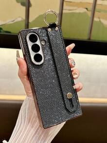 Glitter Wristband Ring Holder, Fashionable & Elegant, Popular With Invisible Stand, Foldable Phone Case Compatible With Samsung Galaxy Z Fold 7, Galaxy Z Fold 6, Galaxy Z Fold 5, Phone Protective Cover, Smartphone Case, Pink, Blue, Champagne - Multicolor - View 19