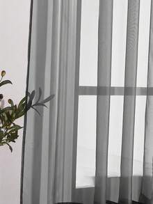 1pc Elegant Sheer Gray Voile Curtain With Semi-Transparent Rod Pocket Design, Suitable For Bedroom, Living Room, Kitchen, Bathroom, Modern Home Decor