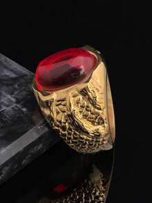2025 New Design Handmade Men Jewellery Single Artificial Red Stone 316 Stainless Steel Rings For Men - Red - View 2