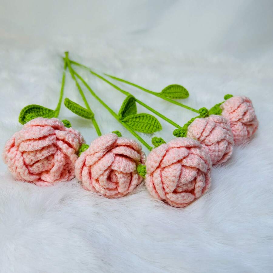 onEternal 1/10pcs Handmade Crochet Rose Flowers, Decorative Bouquet, Artificial Flowers, Handmade Flowers, Yarn Flowers. Bridal Bouquet, Her Gift, Mother's Gift, Teacher's Gift, Creative Gift. Suitable For Home Decor In Restaurant, Living Room, Bedroom, Wedding, Party. Ideal For Spring/Summer Decor, Christmas, New Year, Valentine's Day, Thanksgiving, Back To School, Wedding, Birthday, Anniversary