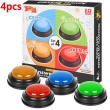 1 طقم 4 قطع جهاز طنان إجابة ألعاب الأطفال مع ضوء وصوت، مناسب للأطفال أو البالغين، أزرار ألعاب رائعة لطنان ألعاب الفصل الدراسي (ألوان بعض الملحقات عشوائية)