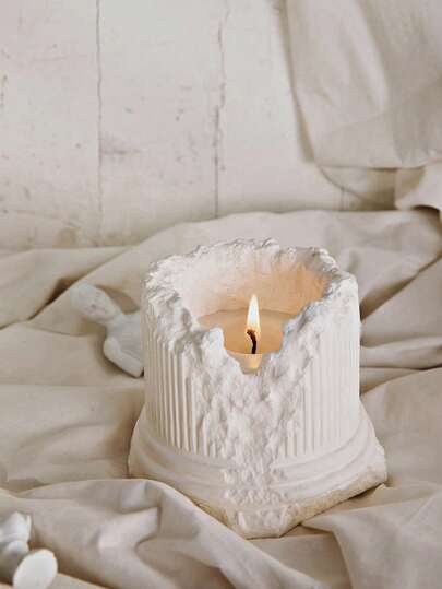 1个石膏蜡烛造型香薰蜡烛，欧美香氛蜡烛，适合摄影纪念日、生日等场合装饰，高品质，家居装饰，房间装饰，婚礼装饰，桌面装饰，送给亲朋好友的香氛礼物，毕业季、圣诞节装饰，圣诞礼物