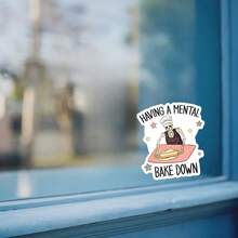 1PC Having A Mental Bake Down Funny Sticker, Dark Humor Sarcastic Vinyl Decal, Cute Skeleton Baking Lover Gift, Laptop Water Bottle Kitchenaid Mixer Sticker, A Perfect Accessory For Every Baker Who Wants To Show Off Their Dark Humor And Love For Baking