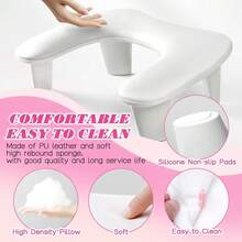 Two Hands Nail Art Hand Pillow Portable Removable Stand Tilt Design Manicure Stand Hand Pillow PU Material Hand Pillow Cushion - U1-White - View 2