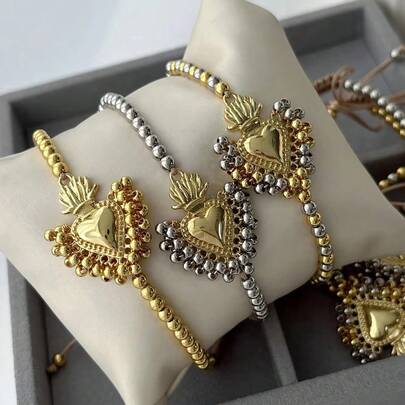 1pc New Arrival Handmade Heart Beads Rope Bracelet Fashion Jewelry Adjustable