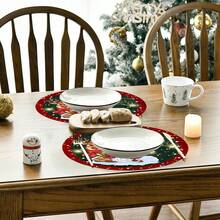 2/4/6pcs Christmas Dwarf Elk Element Coasters Set, Home Decoration, Teacup Coasters, Water Cup Coasters, Wine Cup Coasters, Coffee Coasters, Round Absorbent Silicone Coasters Set, Coffee Bar & Kitchen Accessories, Suitable For Home Decoration, Party And Tableware Gifts, Four Seasons Home Decoration, And Merry Christmas In Winter Home Decoration! - Multicolor - View 3