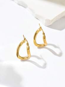 1pair Fashion Stainless Steel Heart Design Hoop Earrings For Women For Daily Decoration Valentines,Mom,Mother,Mother's Day,Gift