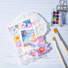 have a good day 30pcs/Pack Watercolor Flower Theme Scrapbooking Paper, DIY Decoration Non-Adhesive Material Paper, Holiday Gift, Handmade Collage Material, Personalized Scrapbook Planning Creative School Stationery