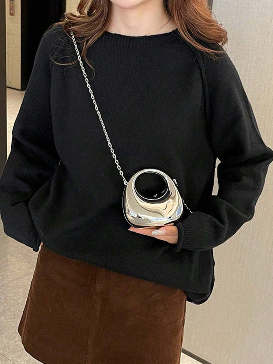 亚克力新月形盒形手提包，迷你掌包，时尚百搭链条单肩斜挎包，适合装口红、耳机等物品