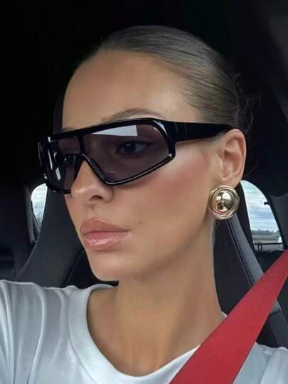 1pc Women's Shield Shaped Sports Eyeglasses, Casual Versatile Outdoor Glasses