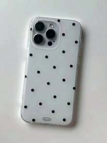 Fashionable Cute Polka Dot Glossy Soft Phone Case, Compatible With IPhone 17 Air, 16, 15, 14, 13, 12, 11 Pro Max, 16, 15, 14 Plus, Minimalist Creative Shock-Proof Back Cover - 黑與白 - 查看 5