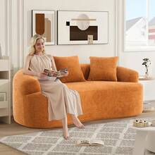 65" Curved Small Loveseat Sofa,Cozy Chenille Upholstered Couch With 3 Pillows,Modern Deep Seat Cloud Couch Memory Foam Compression Sofa,For Living Room Apartment Office,No Assembly Needed - trái cam - Xem 1